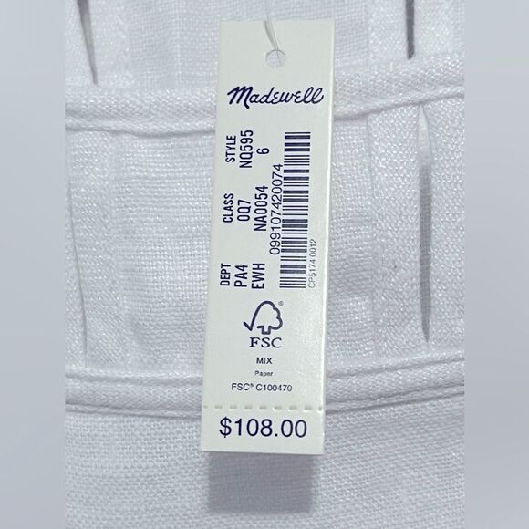 Madewell NWT Embroidered Tank Mini Dress in Linen Size 6 in Eyelet White - Picture 12 of 12